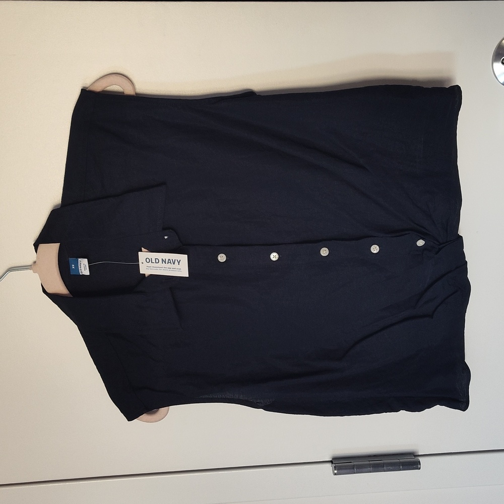 Old Navy Navy Blue - Black Sleeveless Button-Down Shirt